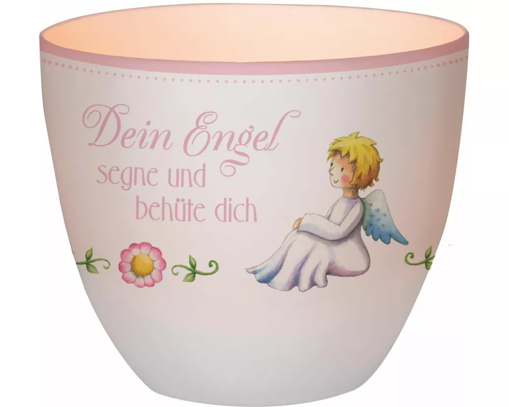 Dein Engel segne und behüte dich - Windlicht (rosa)