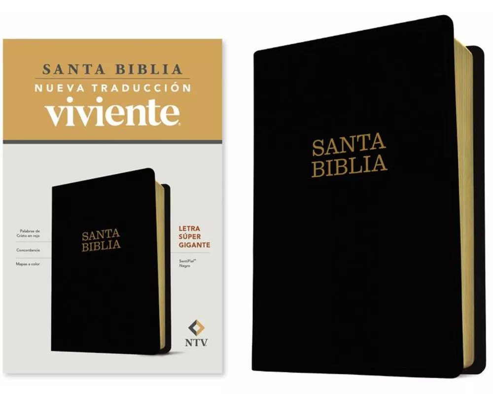 Santa Biblia Ntv, Letra Súper Gigante (Sentipiel, Negro, Letra Roja)