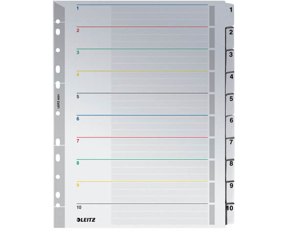 LEITZ Kartonregister A4 43310000 weiss 1-10