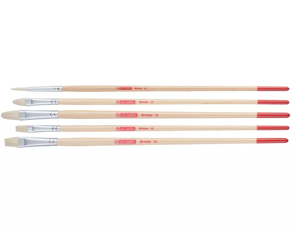 Talens Acrylpinsel Nr. 6-10-14, Schweineborsten, 5 Stück