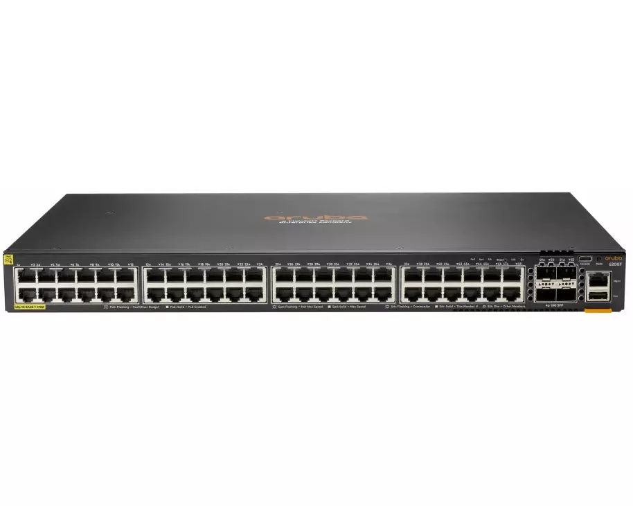 HPE Aruba Networking CX 6200F, 48G, Class-4, PoE, 4SFP+, 370W, Switch (EN)