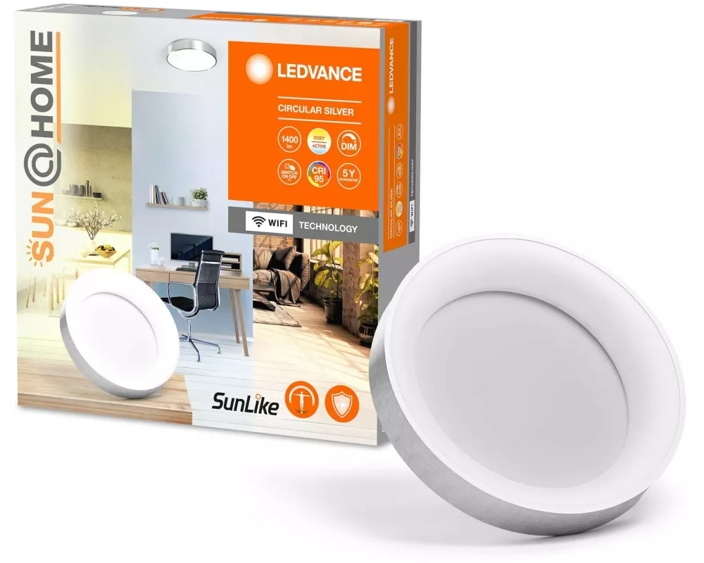Ledvance Deckenleuchte Sun@Home Circular, 18.5W, 2200-5000K, Silber
