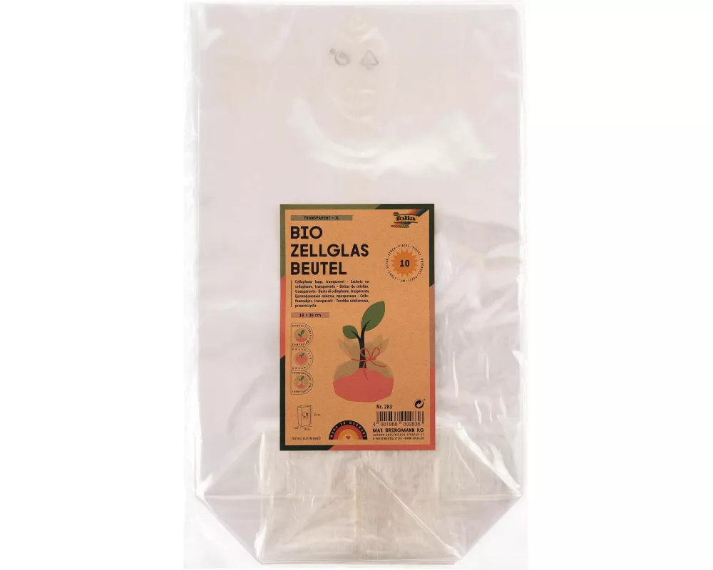 Folia Klarsichttüte Bio mit Boden 180 x 300 mm, 10 Stück