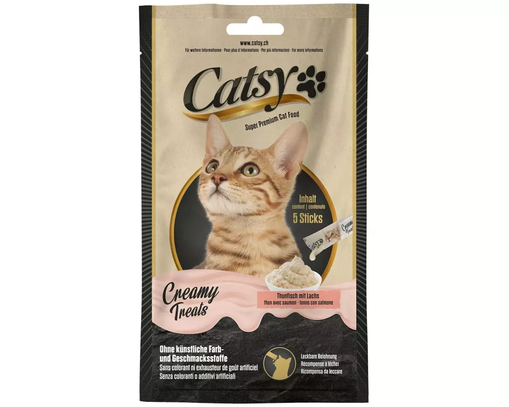 Catsy Katzen-Snack Creamy Snack Tuna & Salmon, 5 x 14 g