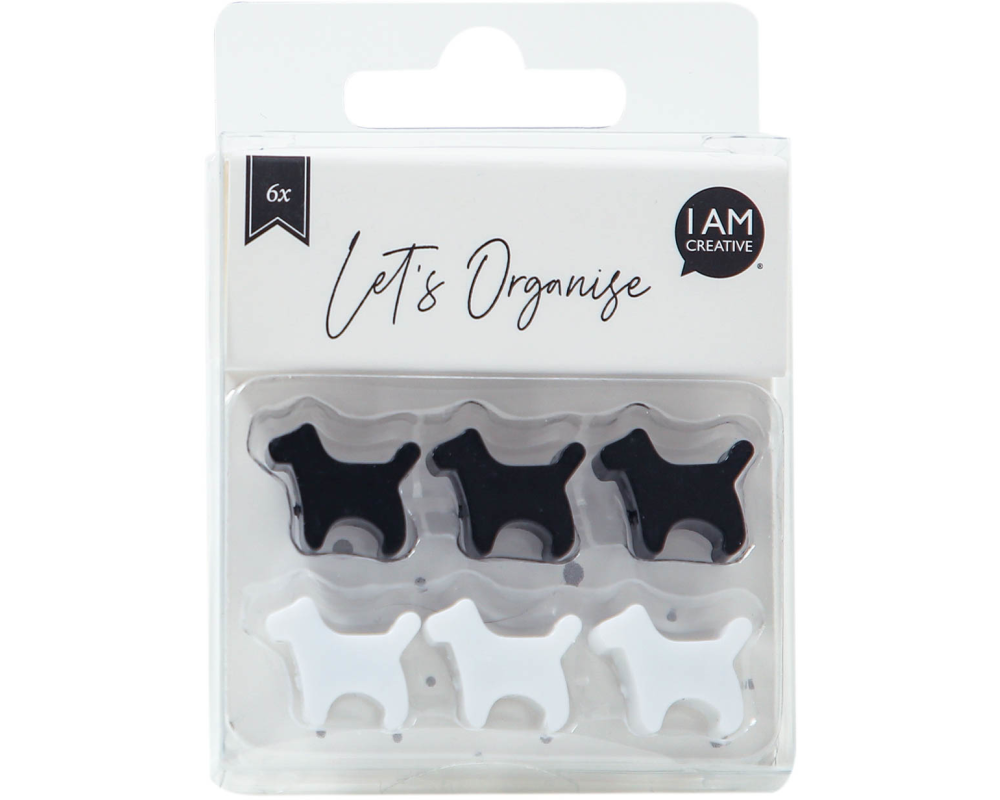 I AM CREATIVE Magnet Hund Let`s Organize MAA4035.53 schwarz, weiss 6 Stück