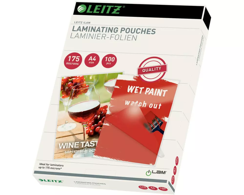 Leitz Laminierfolie A4, 175 µm, 100 Stück, Glänzend