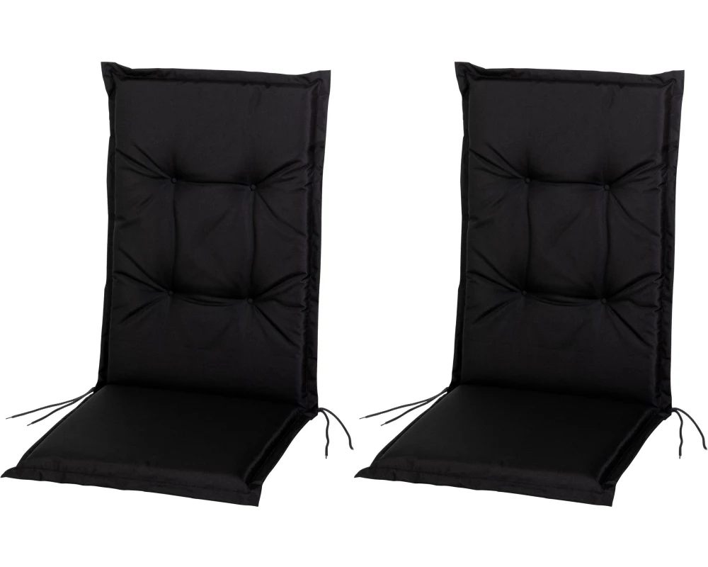 COCON Stuhlauflage Hochlehner Outdoor 118 x 50 cm Schwarz, 2er-Set