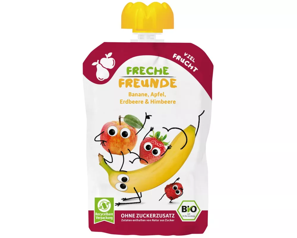 Freche Freunde Quetschbeutel Banane, Apfel, Erdbeere, Himbeere 100 g