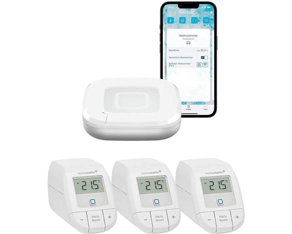 Homematic IP Starter Set Access Point 2, 3x Heizkörperthermsotat, Weiss