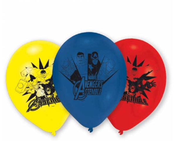 NEUTRAL Latexballons Avengers 6 Stk. 999234 gelb, rot, blau 22.8cm