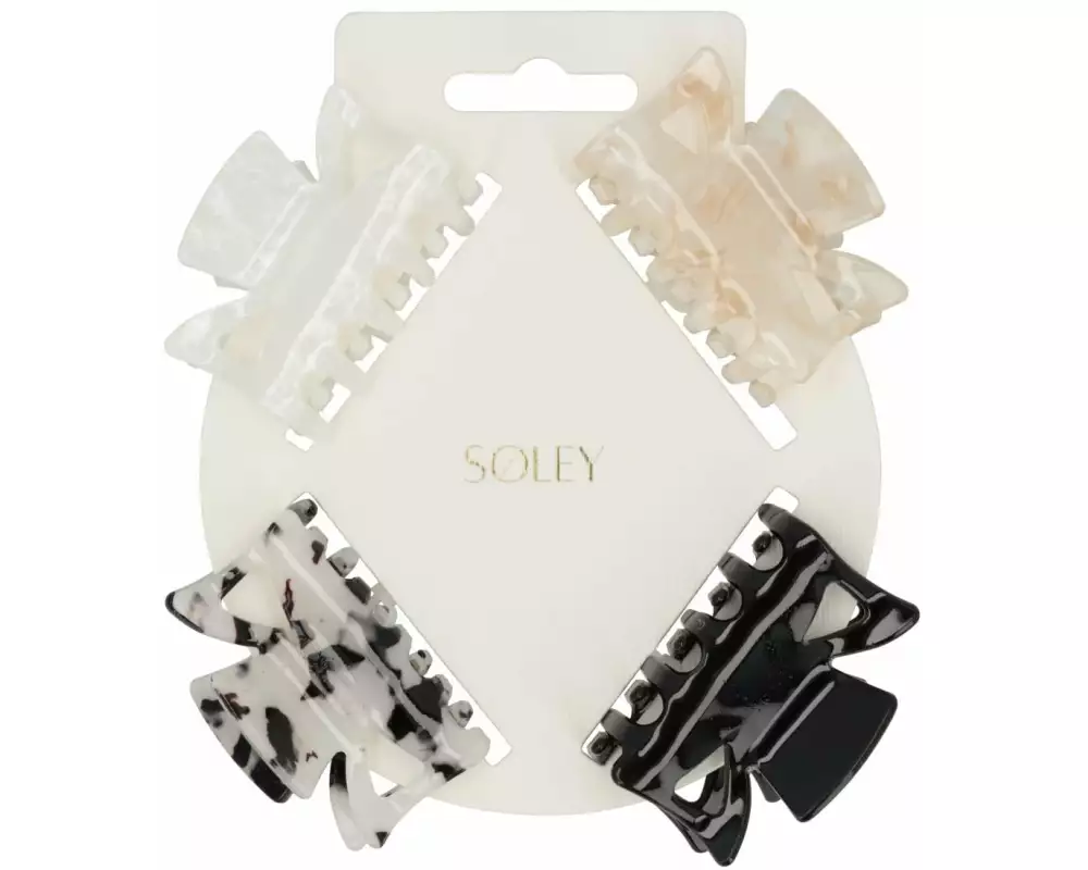 SOLEY Klemme Schwarz/Weiss/Beige, 4 Stück