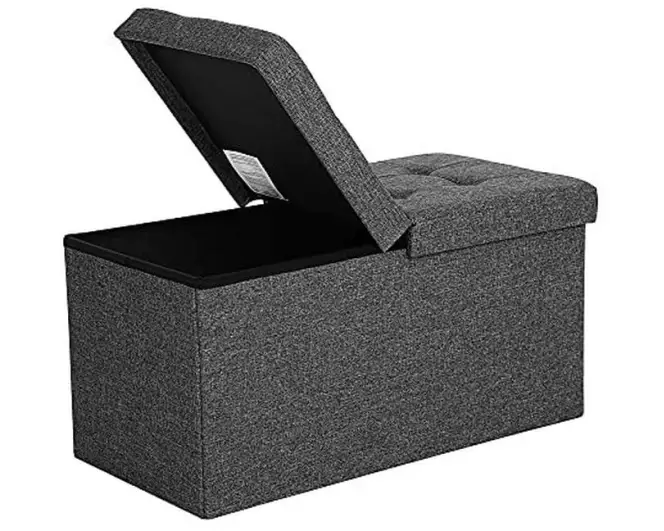 Songmics Sitztruhe mit Klappdeckel 76 x 38 x 38 cm, Dunkelgrau