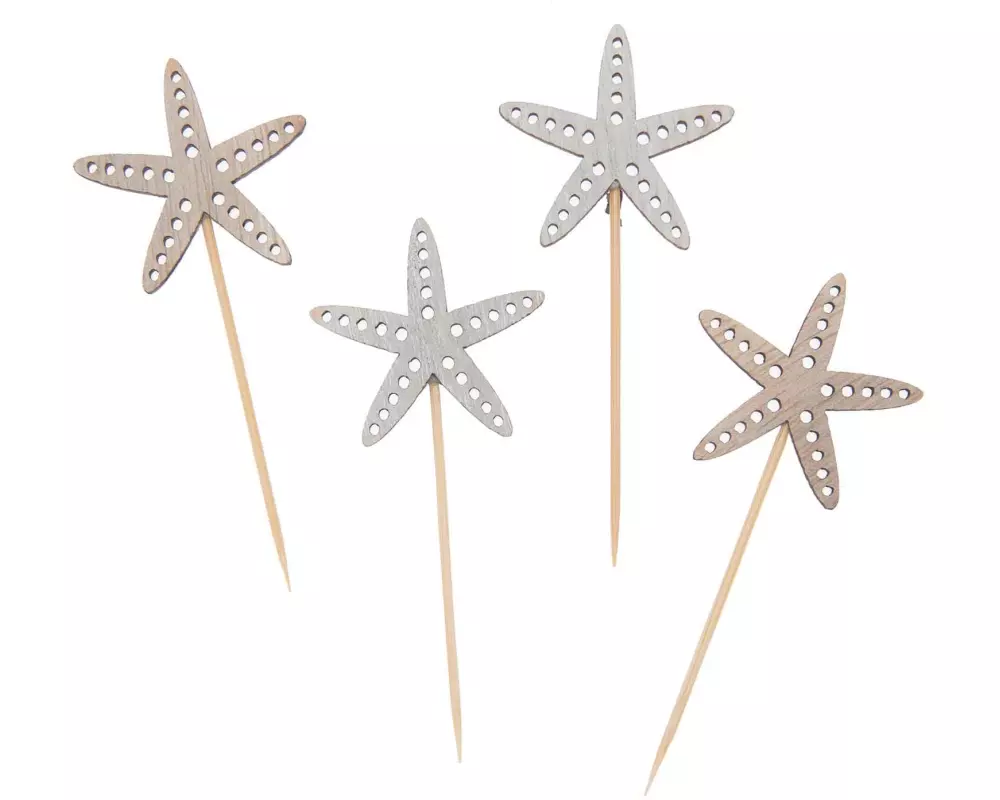 Rico Design Einweg-Party-Piekser Seestern 4 Stück Weiss