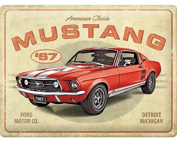 Blechschild. Ford / Mustang - GT 1967 Red