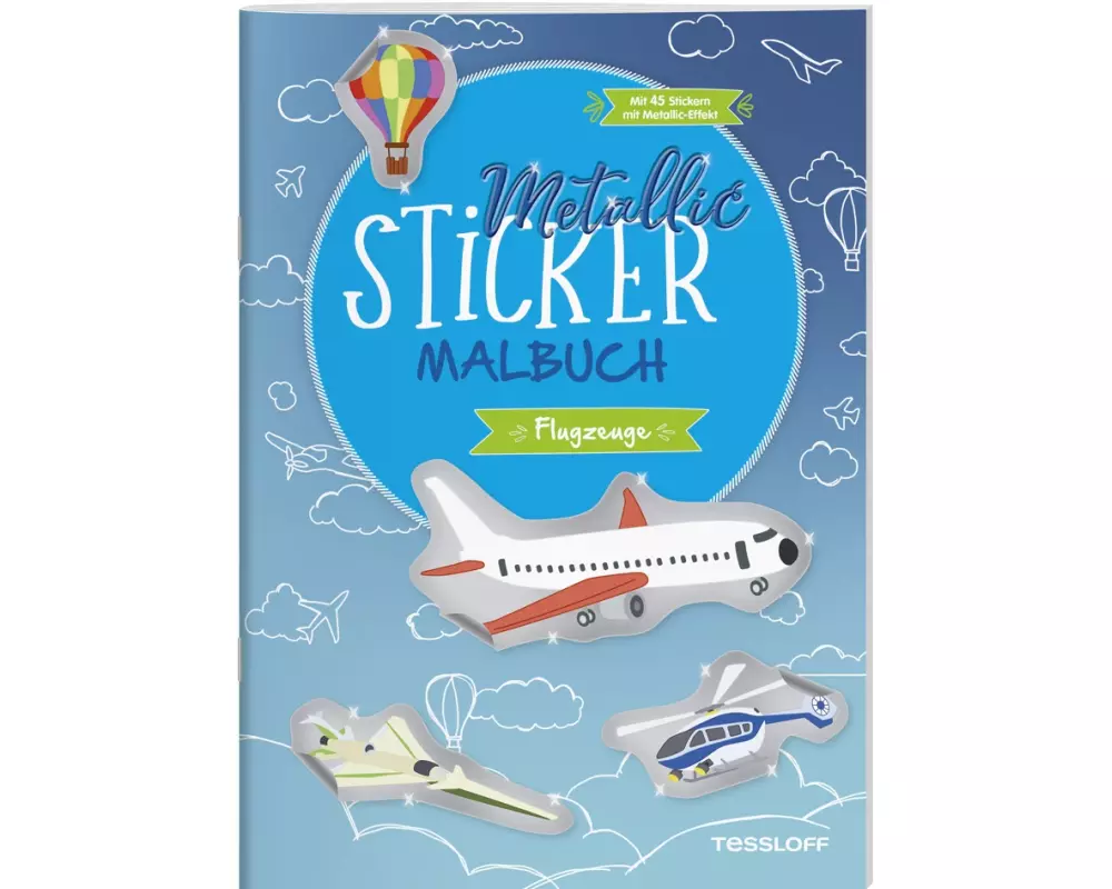 Metallic-Sticker Malbuch. Flugzeuge