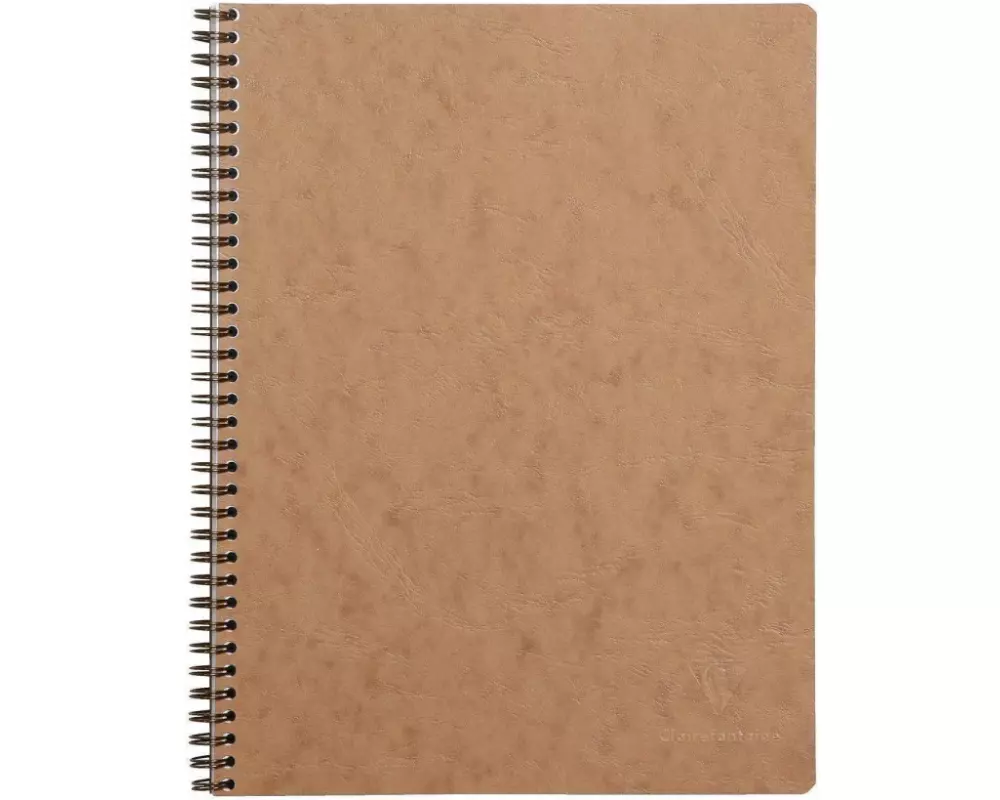 Age Bag Collegeblock mit Doppelspirale, A4+ 80 Blatt abtrennbar, perforiert, 4-fach gelocht, kariert, Einband braun