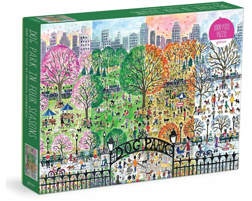 Michael Storrings Dog Park in Four Seasons 1000 Piece Puzzle