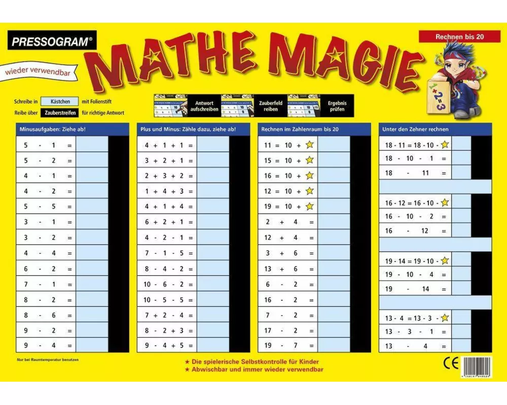 PRESSOGRAM Zaubertafel - Rechnen bis 20