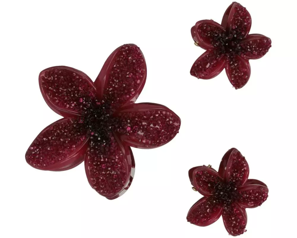 Trisa Accessoires Lotus Haarklemme mit Kristalleffekt, Bordeaux