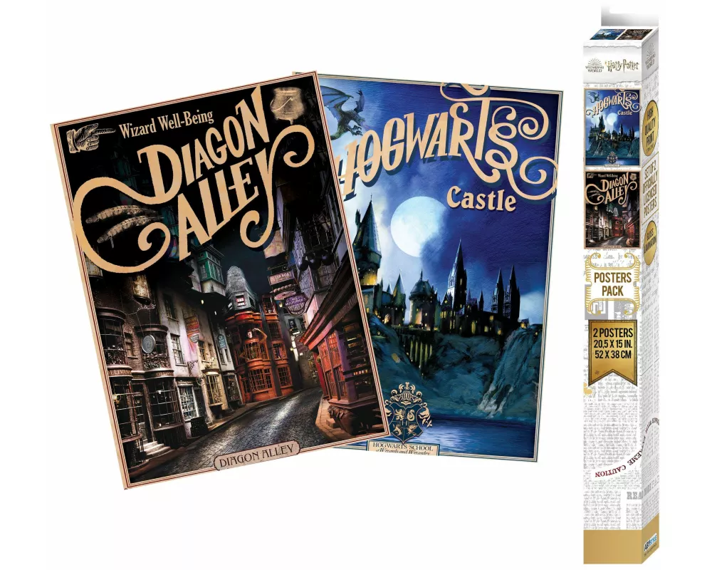 HARRY POTTER - Set 2 Chibi Posters - Retro Hogwarts&Diagon (52x38)