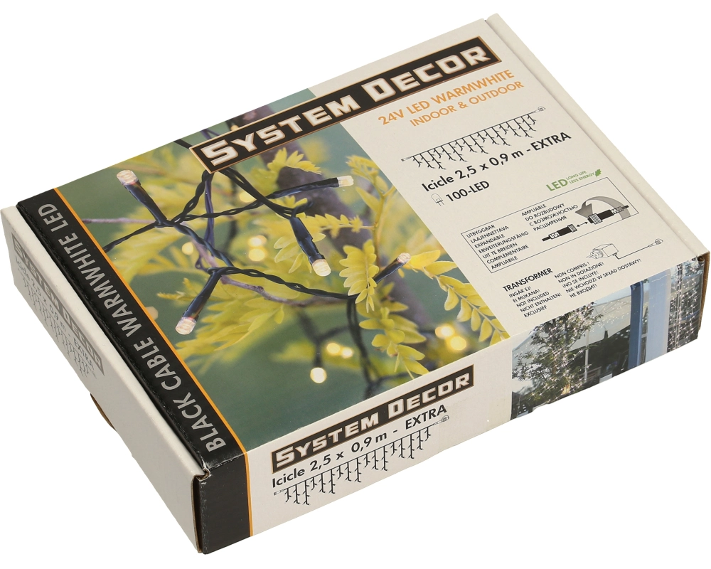 STAR TRADING System Decor Lichterkette 2.5m 12.495-31 Extra, Icicle, schwarz