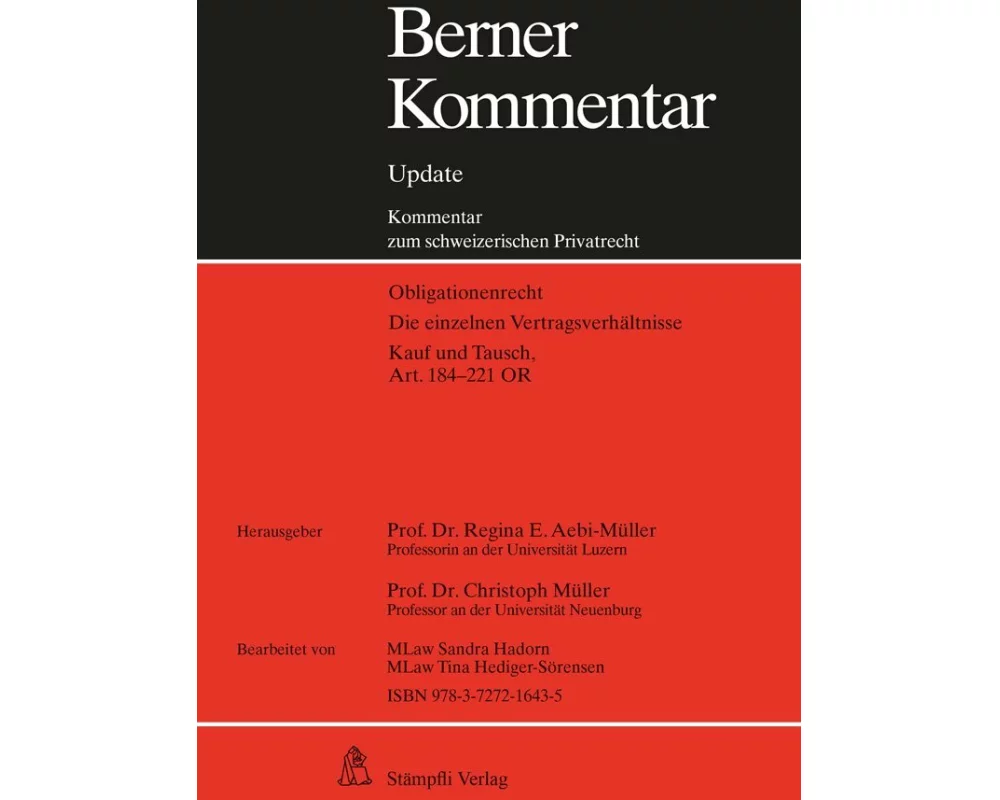 Berner Kommentar Update Kaufrecht, Art. 184-221 OR, 4. Ergänzungslieferung