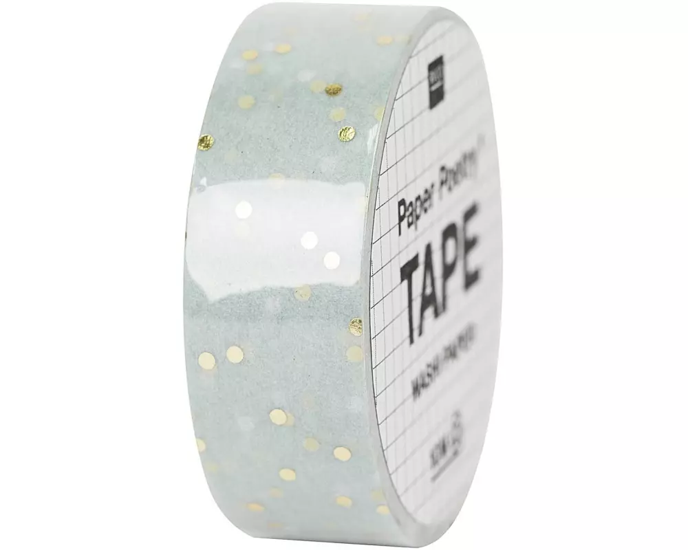 Rico Design Washi Tape Punkte 1.5 cm x 10 m, Gold/Mint