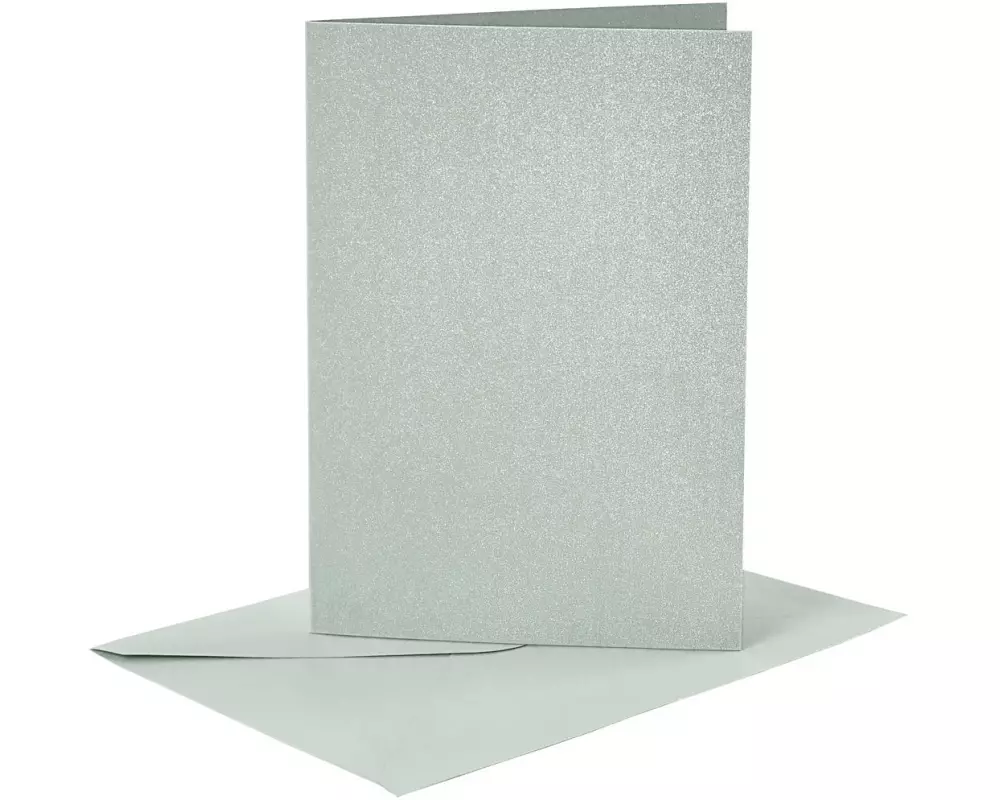 Creativ Company Briefkarte und -umschlag Perlmutt Silber 10.5 x 15 cm