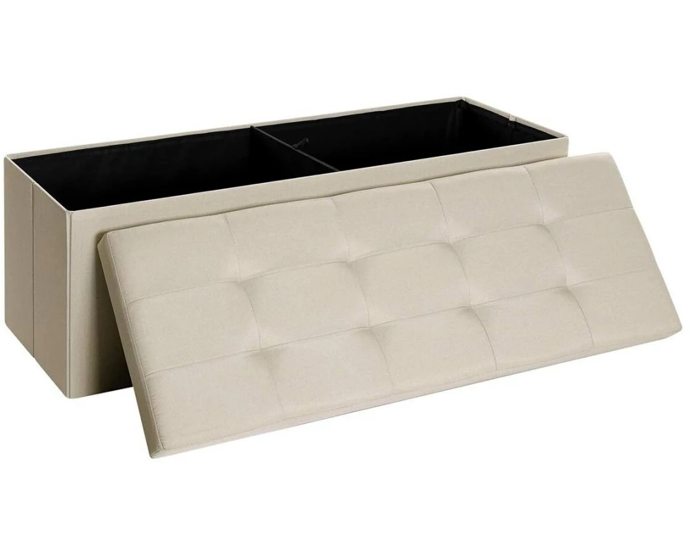 Songmics Sitztruhe Ottomane mit Stauraum 110 x 38 cm, Beige