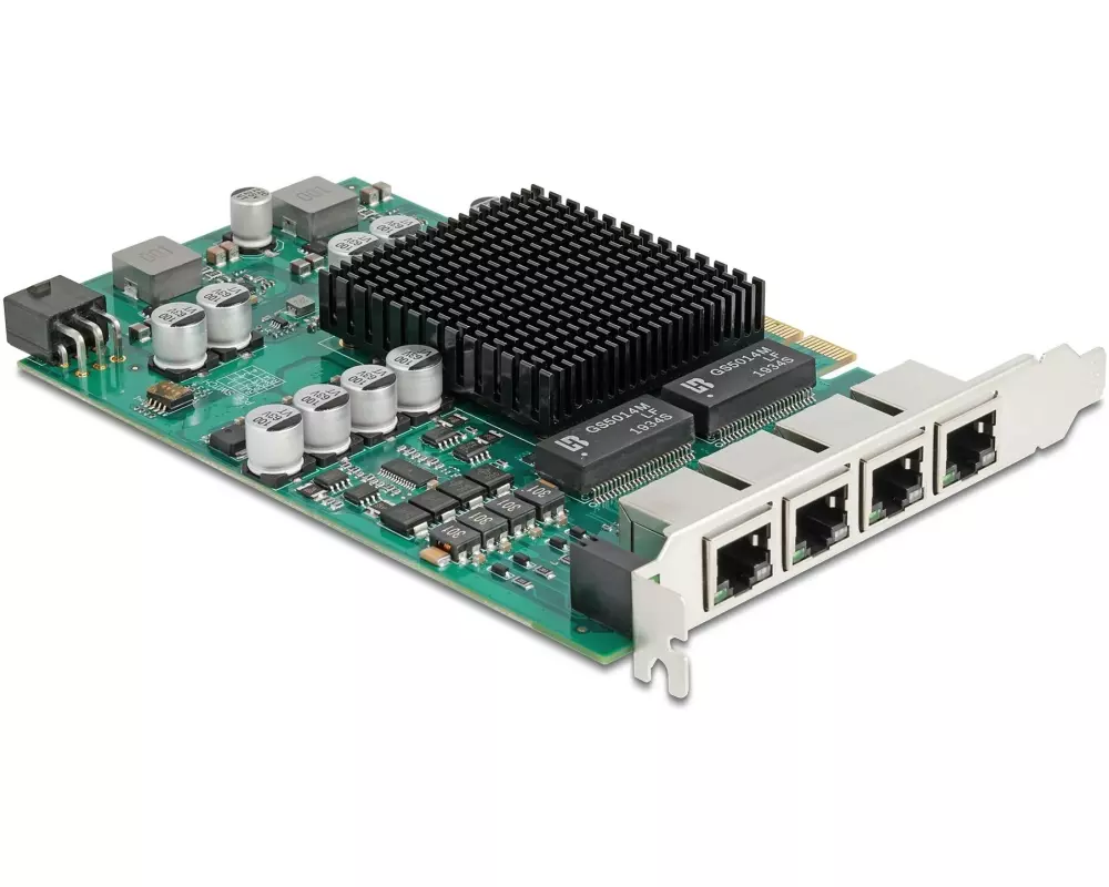 Delock Netzwerkkarte 4x RJ45 Gb PoE+, PCI-Express x4