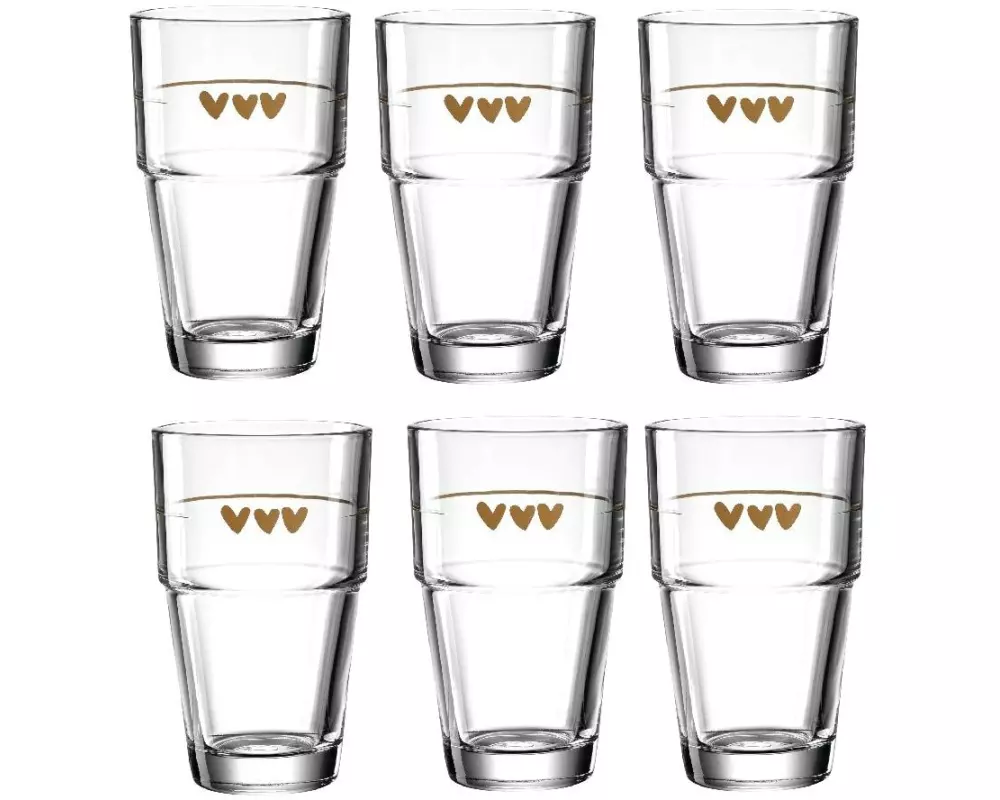 Leonardo Latte Macchiato Becher Solo Herz 410 ml, 6 Stück