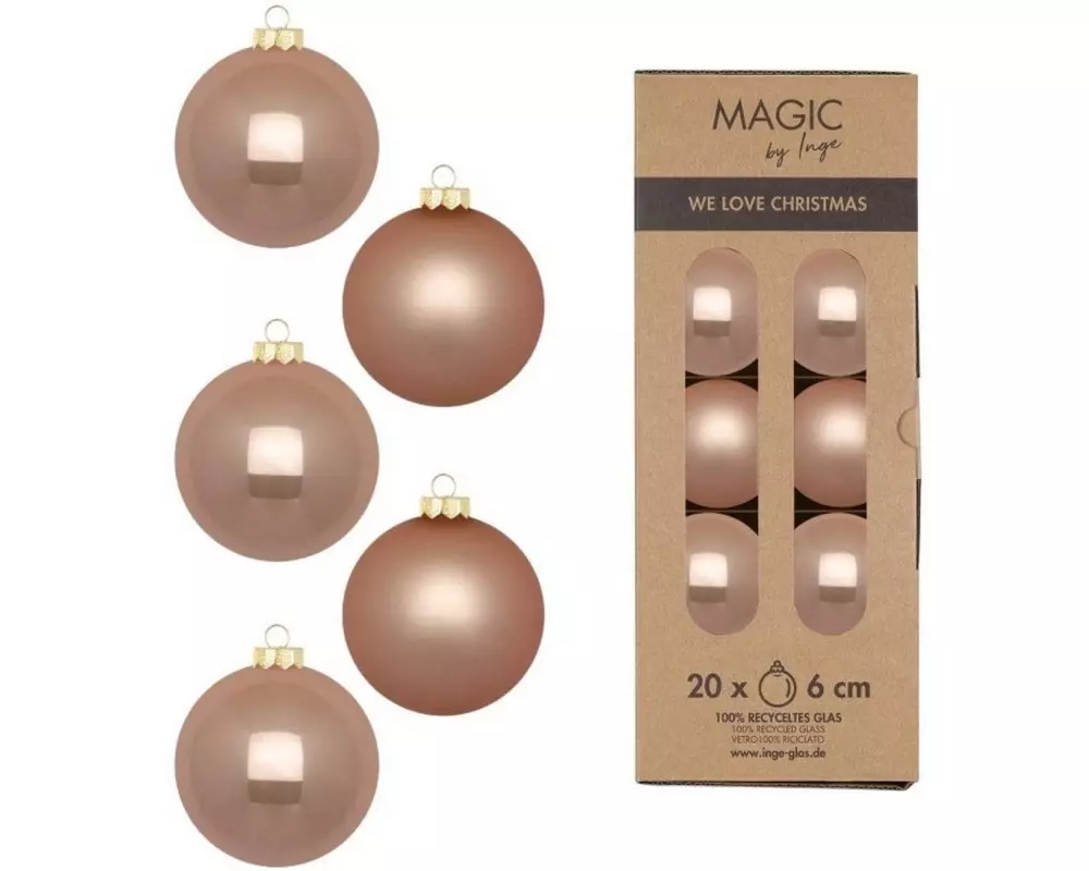 INGES CHRISTMAS DECOR Weihnachtskugel Golden Sesame 20 Stück, Goldbraun