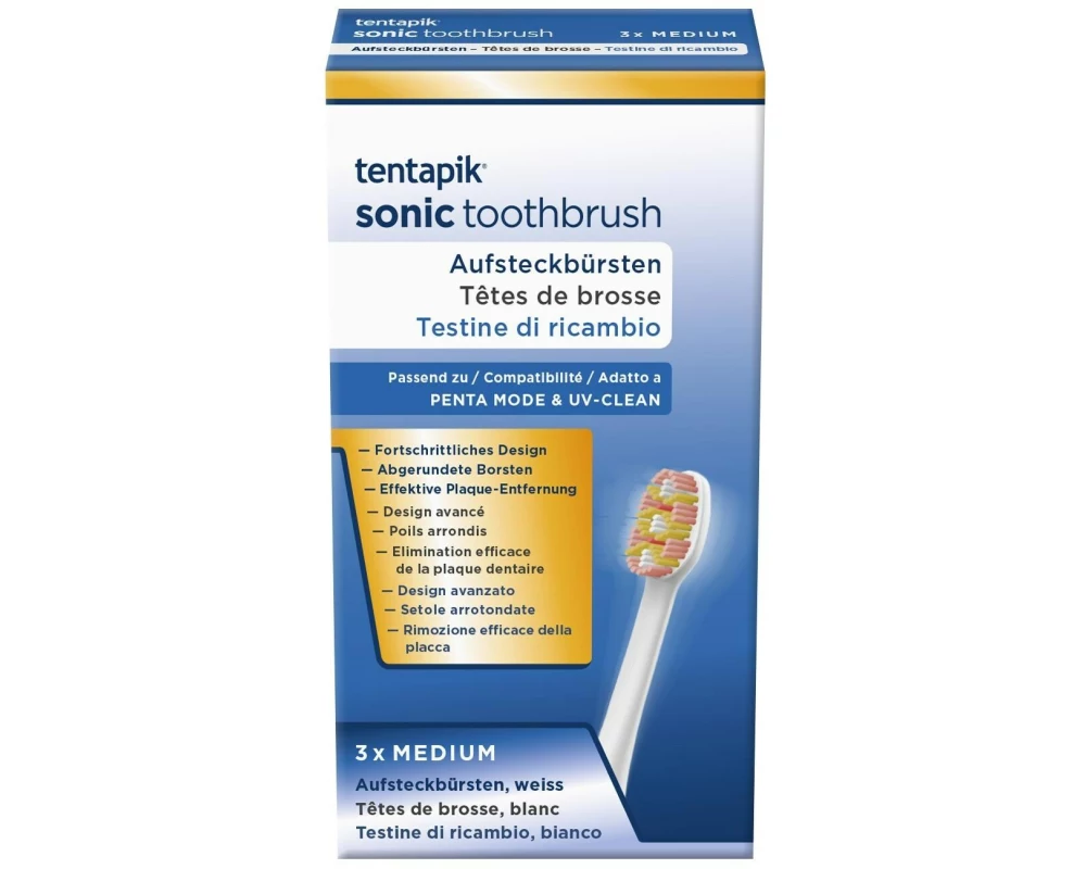 Tentapik Zahnbürstenkopf Medium Weiss, 3 Stück