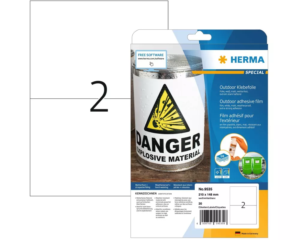 HERMA Outdoor-Etiketten 9535 210 x 148 mm, 20 Etiketten