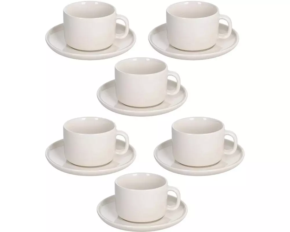 Tognana Tognana Kaffeetassen-Set Edge 220 ml, 6 Stück, Weiss