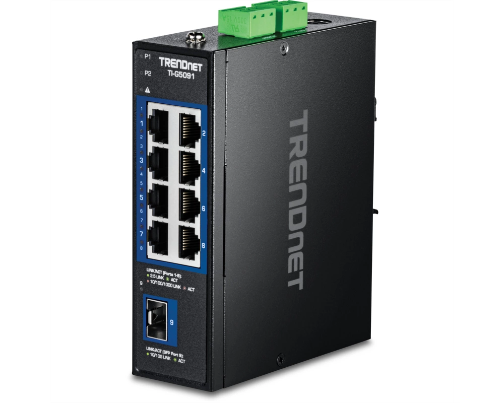 TRENDnet TI-G5091 DIN-Rail Switch 9-Port Industrial 2.5G mit 10G SFP+ Port
