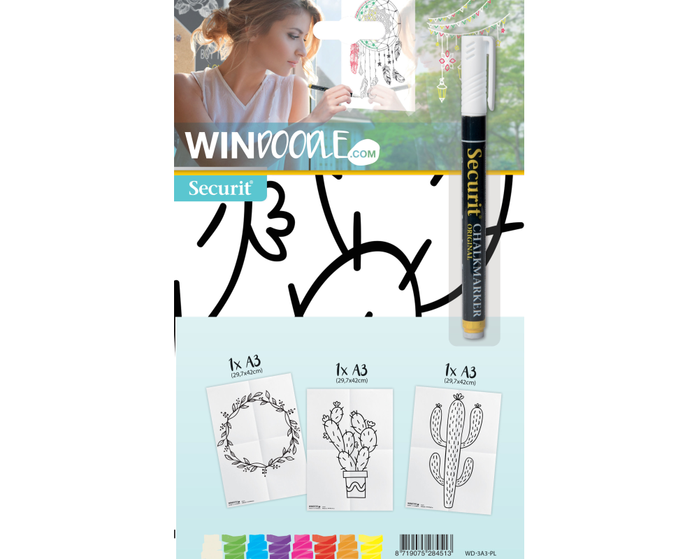 SECURIT Fensterschablone WINDOODLE WD-3A3-PL A3 Plants 3 Stück