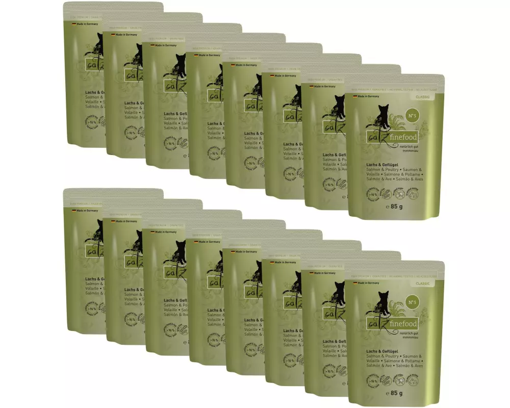 catz finefood Nassfutter No.05 Lachs & Geflügel, 16 x 85 g
