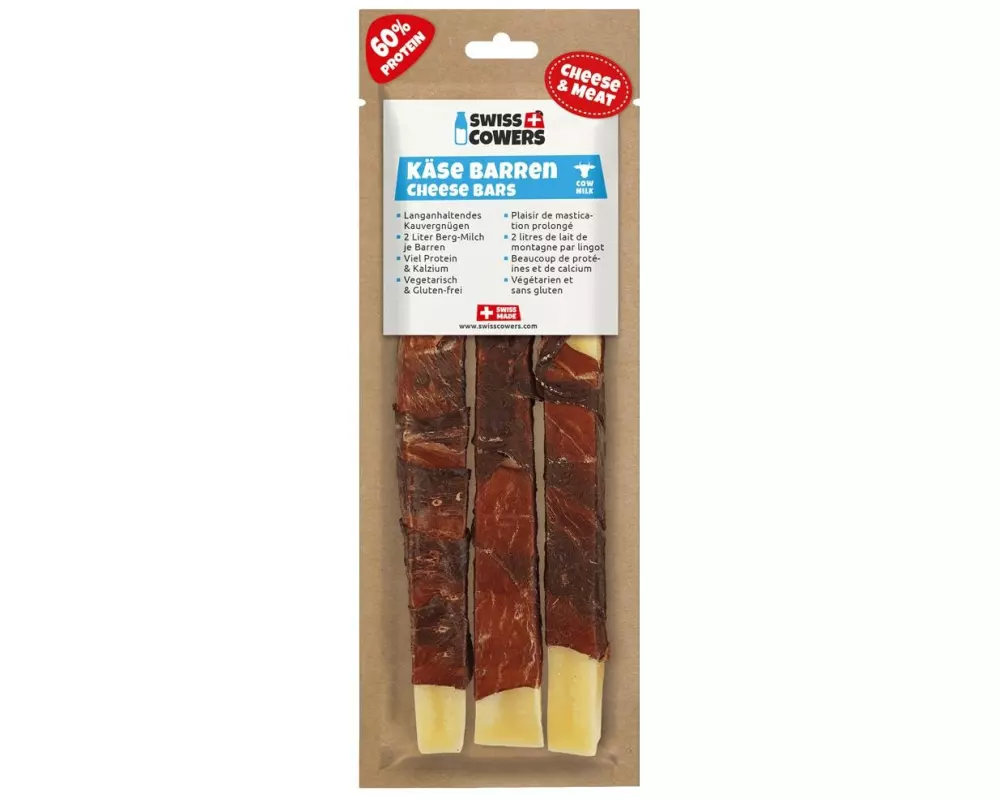 Swiss Cowers Snack Käse Barren mit Rindfleisch S, 60 g, 3 Stück