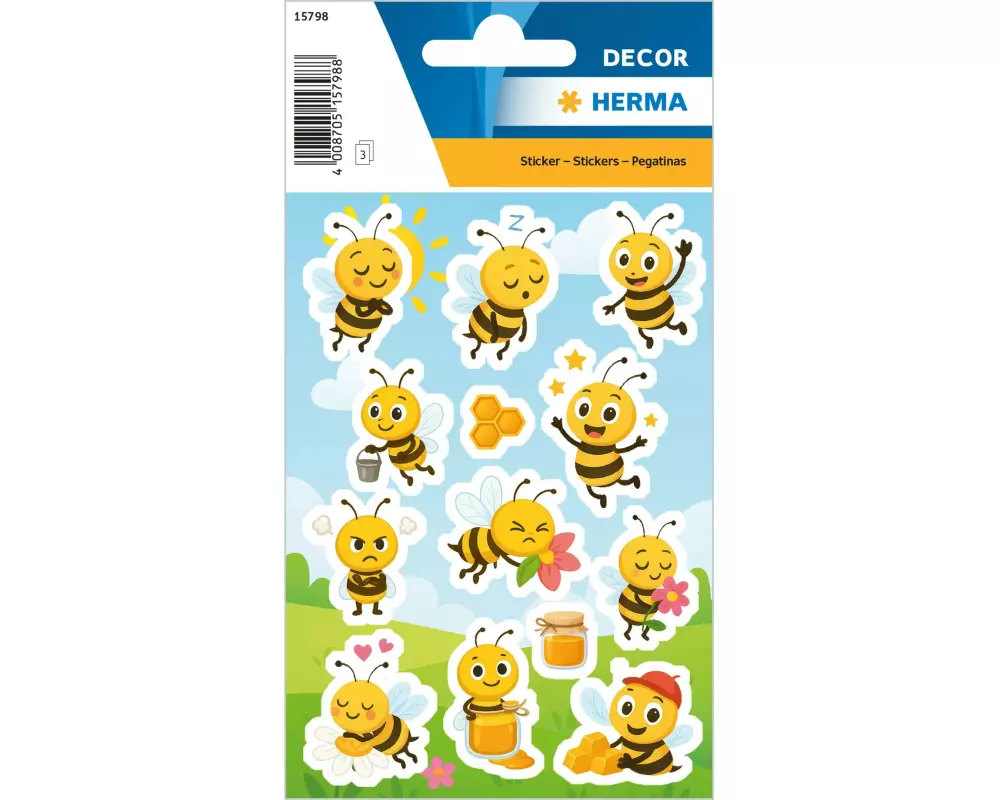 Herma Stickers Motivsticker Honigbienen 3 Blatt / 39 Sticker