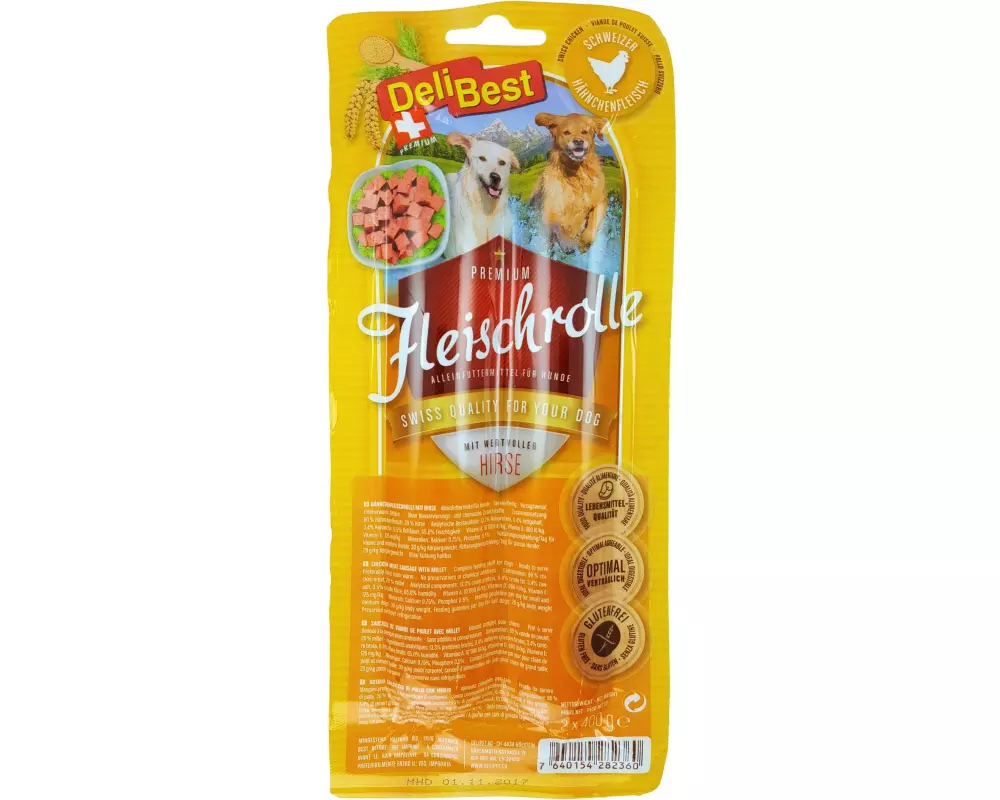 DeliBest Fleischrolle, Hirse / Hähnchen, 2 x 400 g
