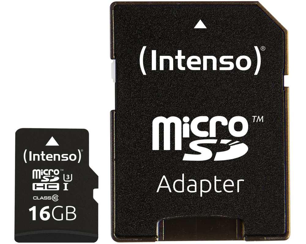 INTENSO Micro SDHC Card PRO 16GB 3433470 with adapter, UHS-I