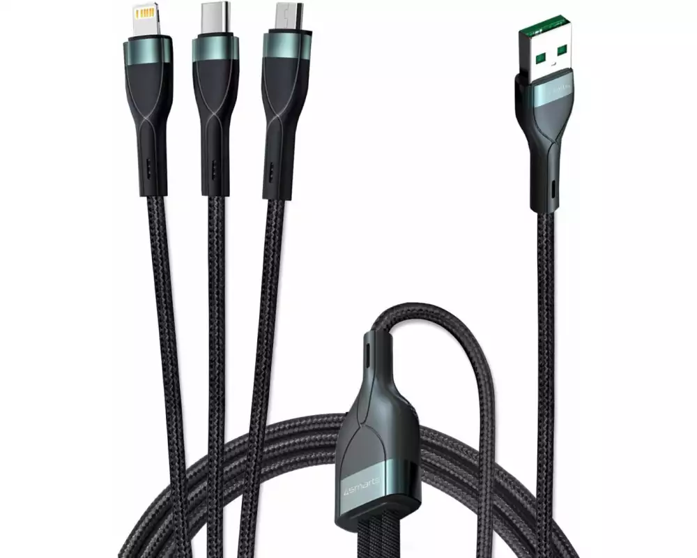 4smarts USB 2.0-Kabel USB A - Lightning/Micro-USB B/USB C 1.5 m