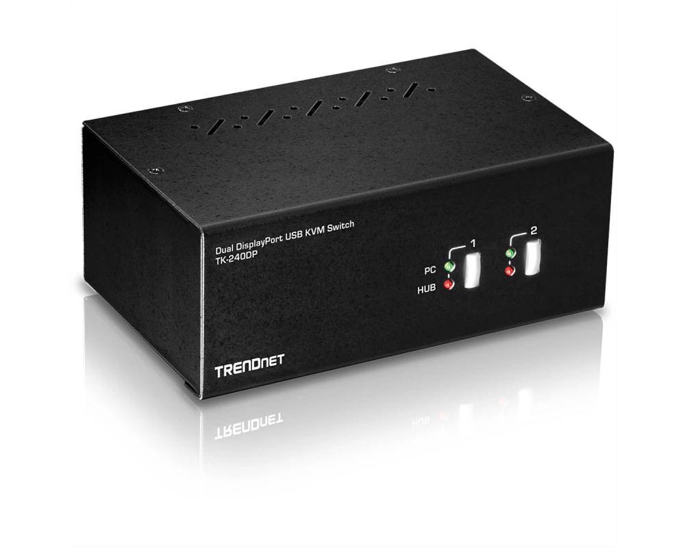 TRENDnet TK-240DP DisplayPort KVM Switch, 2-Port Dual Monitor