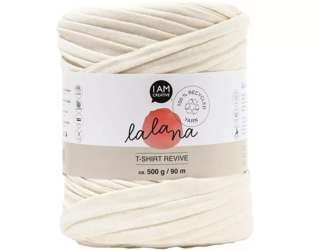 lalana Wolle T-Shirt Revive 5 mm, 500 g, Crème