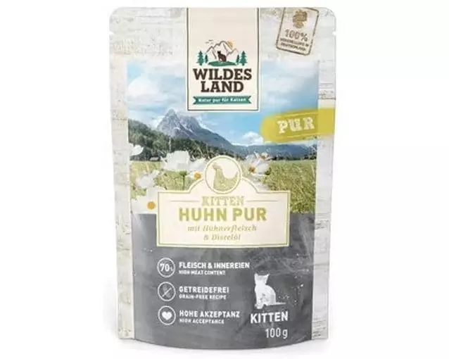 Wildes Land Kitten Huhn Pur mit Distelöl 100 g