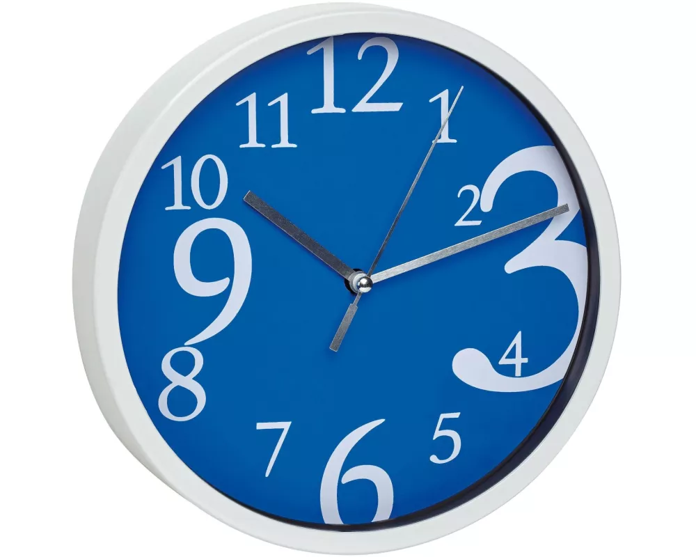 TFA Dostmann Wanduhr Analog Ø 20 cm, Blau/Weiss