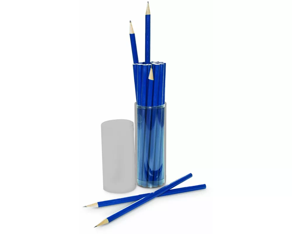 22 blaue Bleistifte in Klarsichtbox