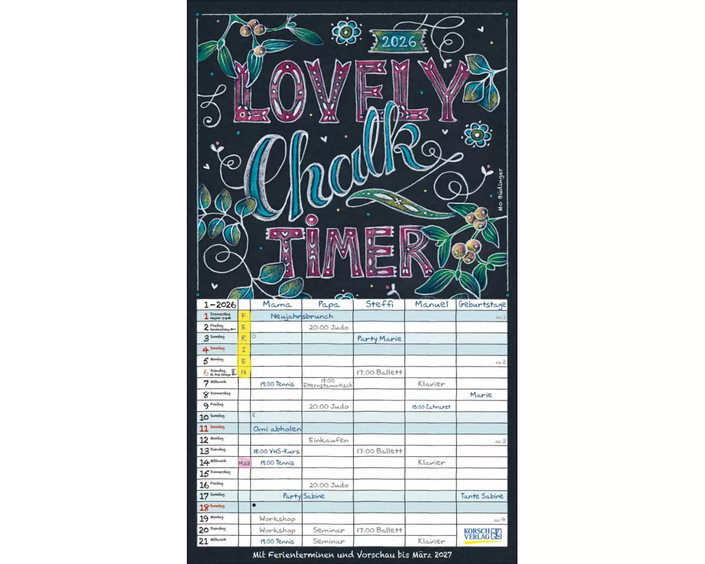 Lovely Chalk Timer 2026