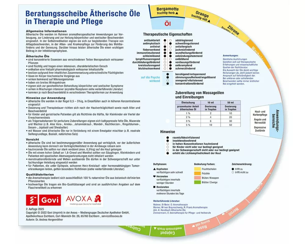 Beratungsscheibe Ätherische Öle in Therapie und Pflege